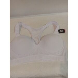 Body Form White Wire Free Sports Bra Racerback Comfort Support Size 34B